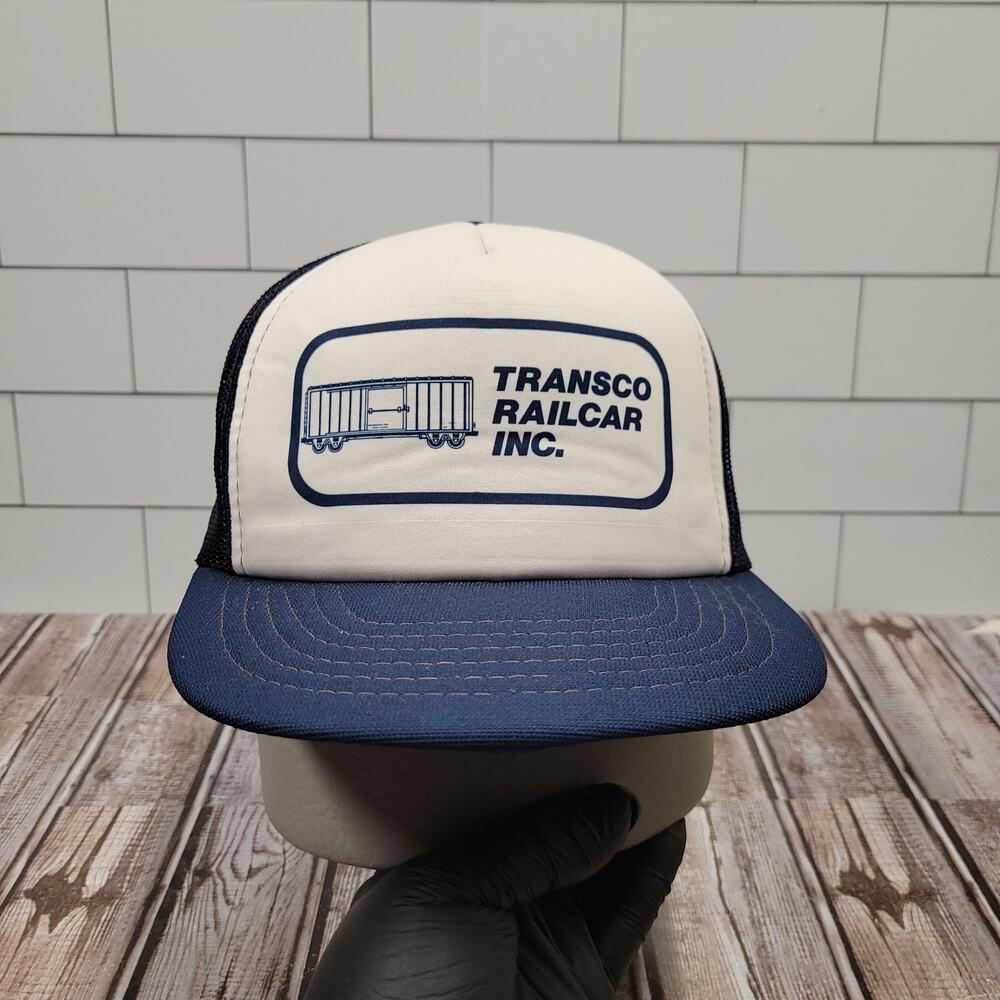 Vintage Transco Railcar Inc Railroad Trucker Hat Yupoong Snapback USA